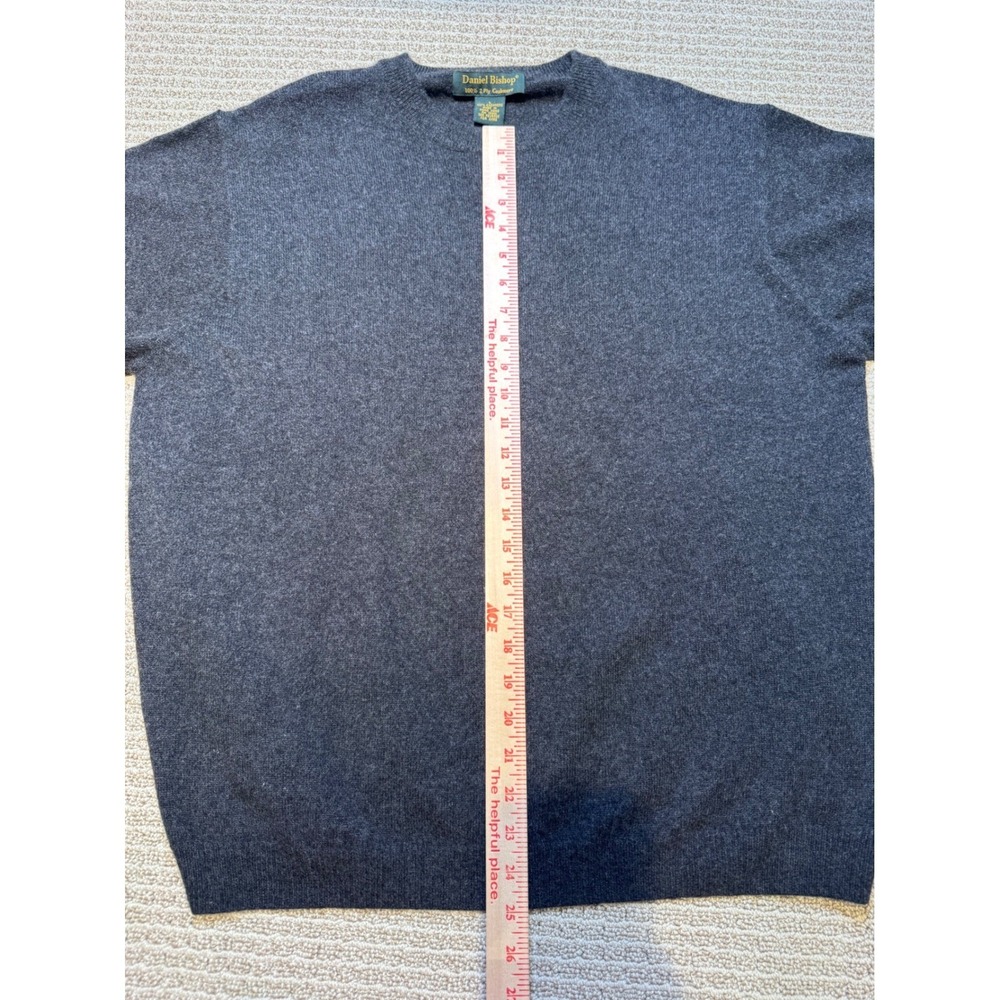 Daniel Bishop Mens Charcoal Grey 100% 2-Ply Cashmere Crewneck Sweater Large L - Picture 7 of 7